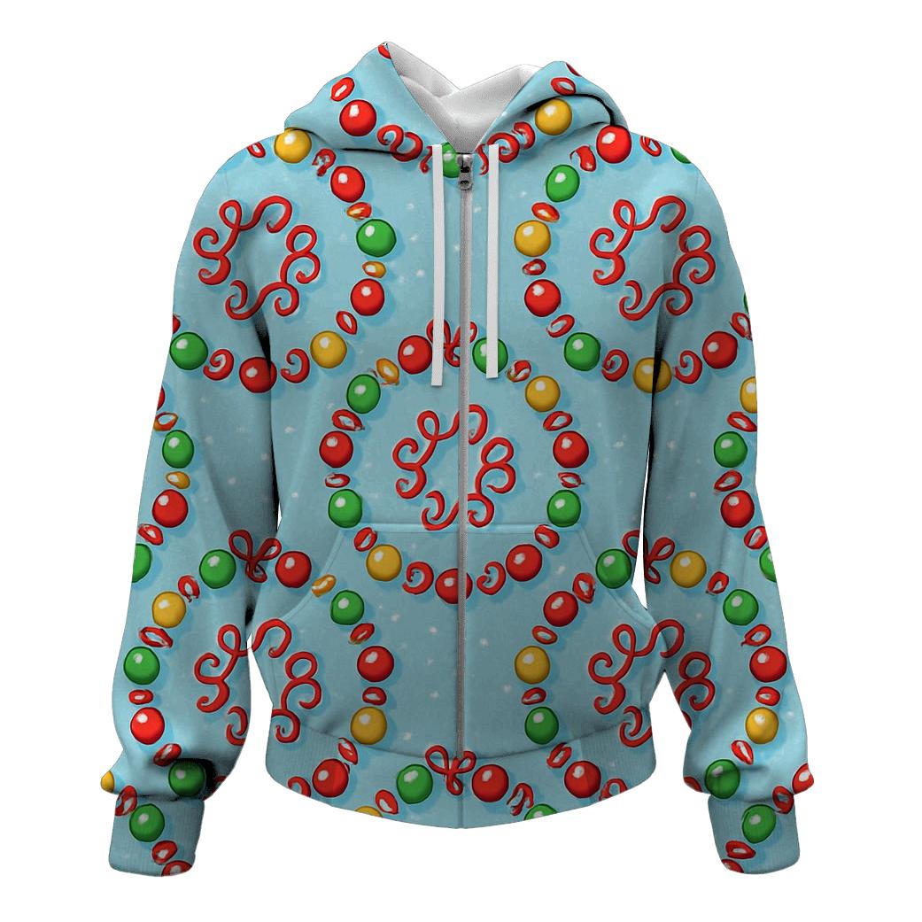 Bauble And Ribbon Orbit Rings On Icy Blue heavyweight hoodies