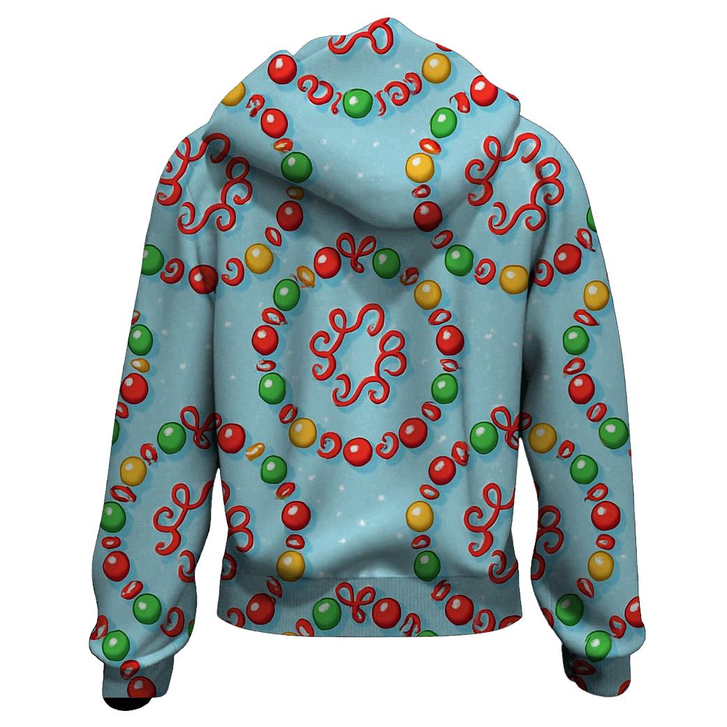 Bauble And Ribbon Orbit Rings On Icy Blue heavyweight hoodies
