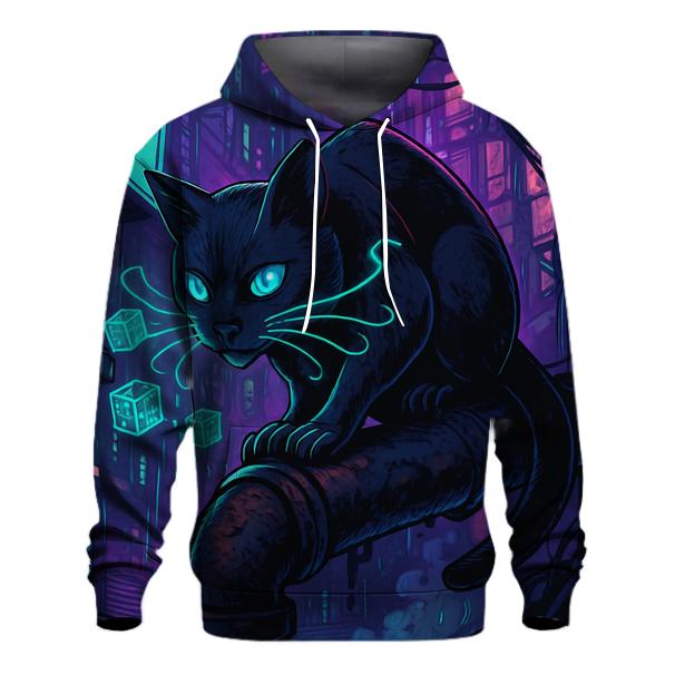 Neon Alley Hacker Cat printed hoodies