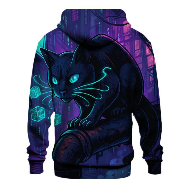Neon Alley Hacker Cat printed hoodies
