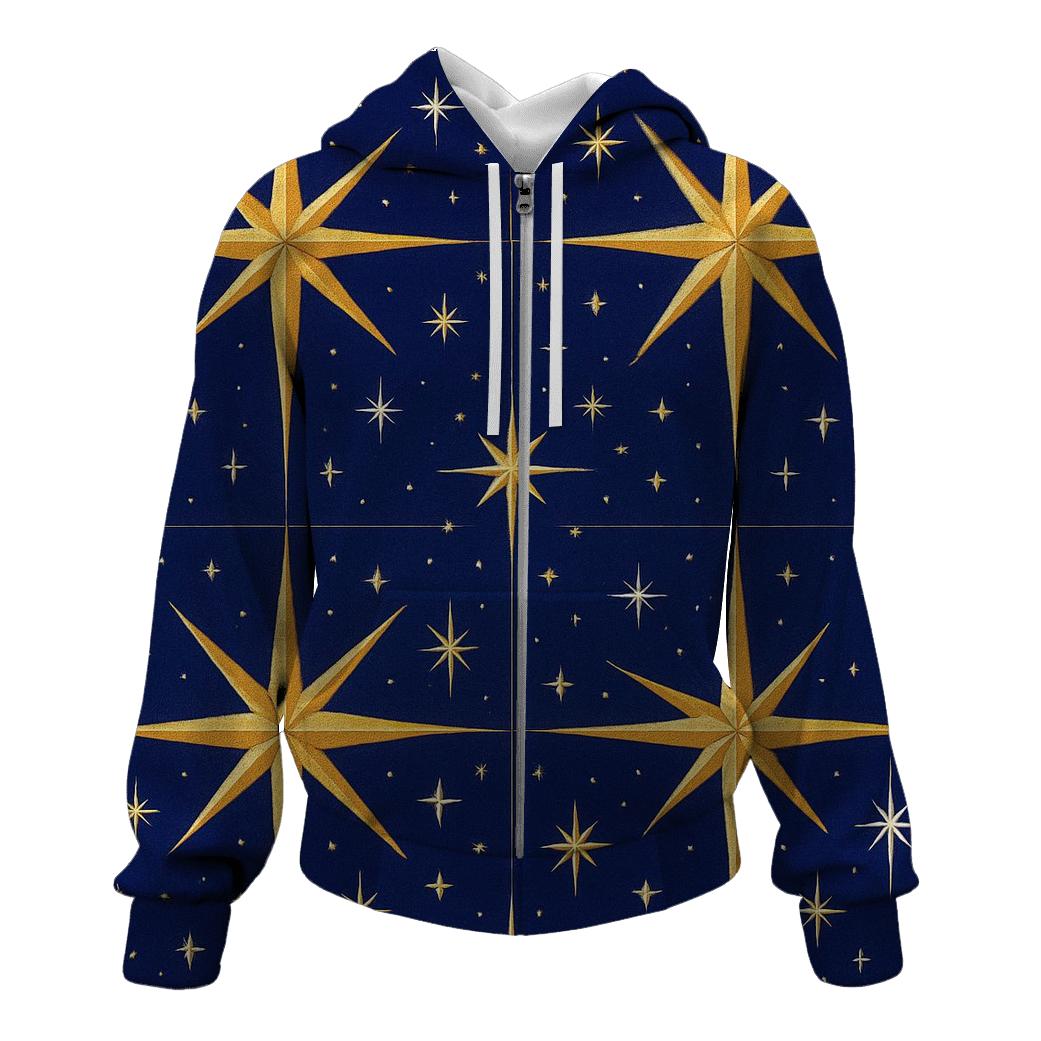 Nativity Star Ray Grid On Deep Indigo custom hoodies