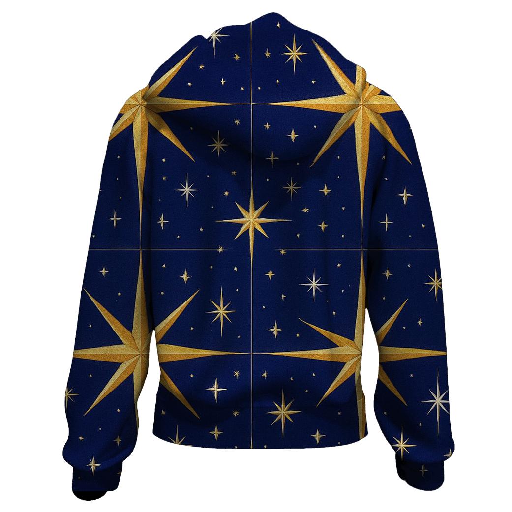 Nativity Star Ray Grid On Deep Indigo custom hoodies