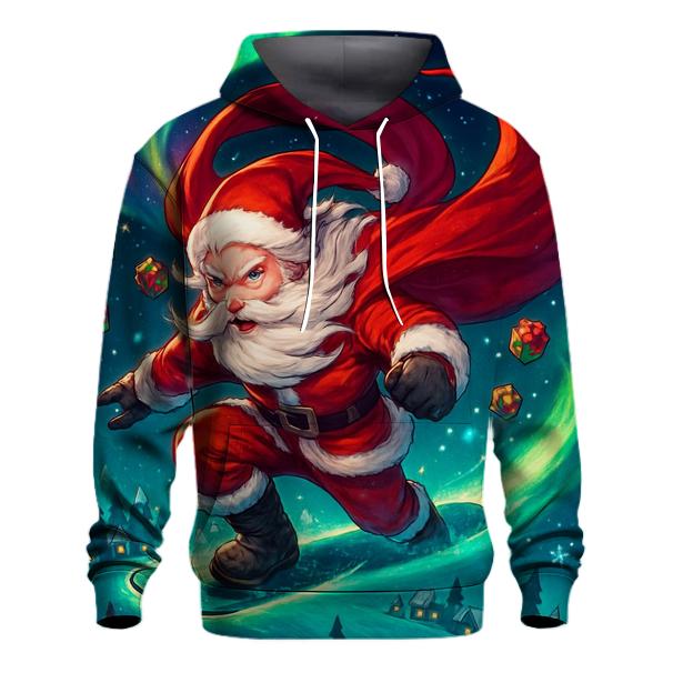 Aurora Trail Snowboarder Santa premium hoodies