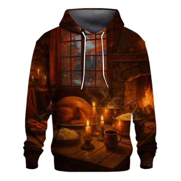 Candlelit Cabin Thanksgiving Evening custom hoodies