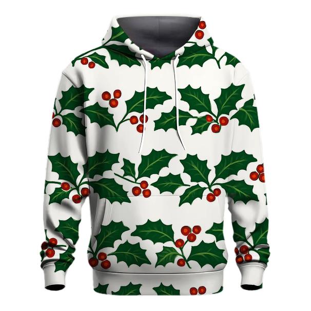 Green Holly Garland Wave On Snow White custom hoodies