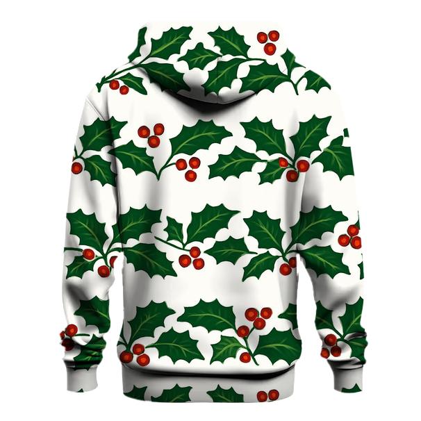 Green Holly Garland Wave On Snow White custom hoodies