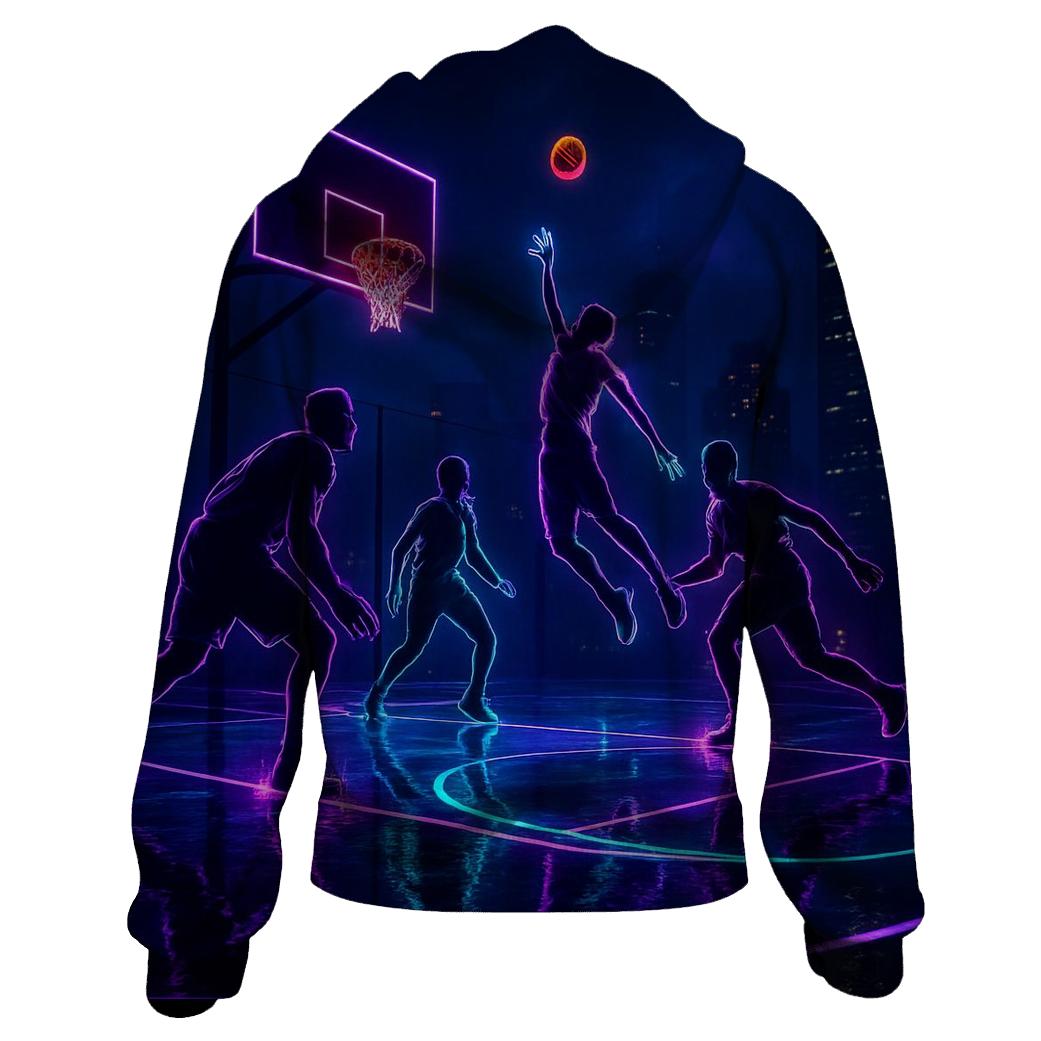 Neon Night Street Basketball printed hoodies
