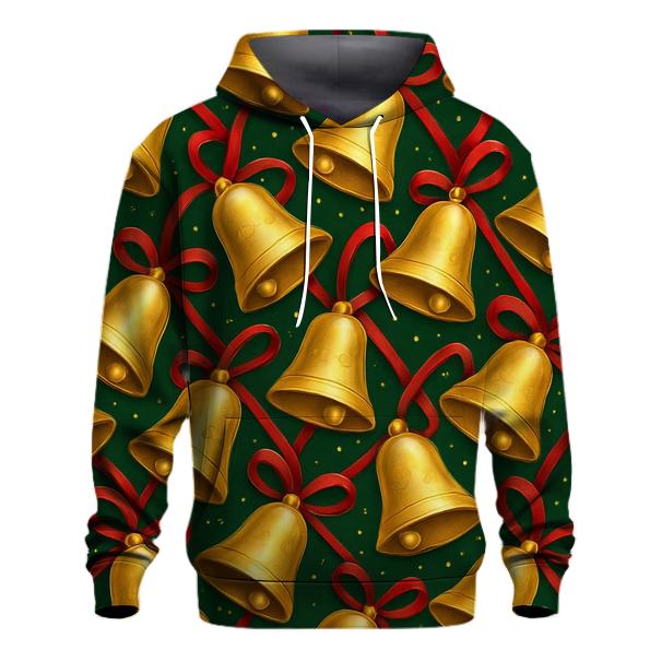 Golden Christmas Bells Tessellation On Forest Green hoodie styles