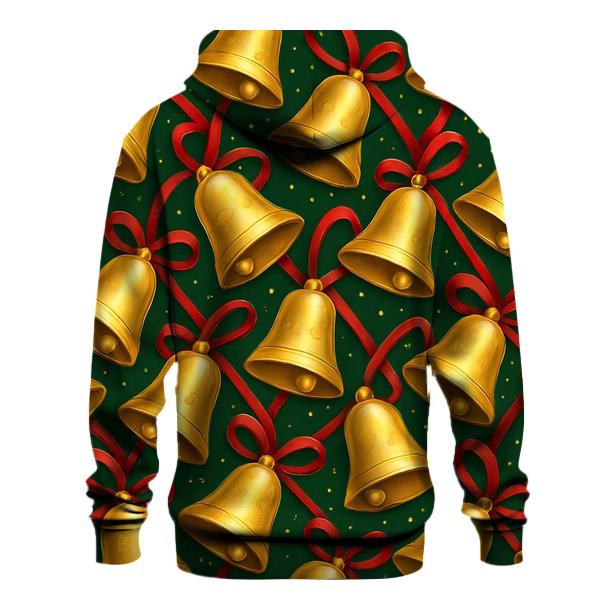 Golden Christmas Bells Tessellation On Forest Green hoodie styles