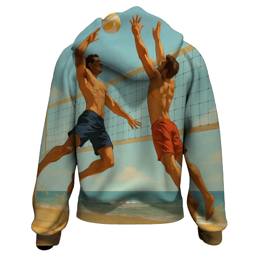 Golden Sand Beach Volleyball Rally zip-up hoodies