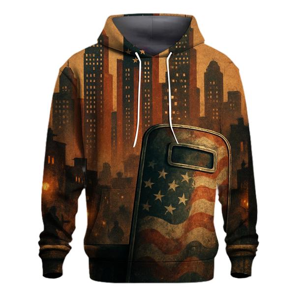Urban Skyline Flag Shield zip-up hoodies