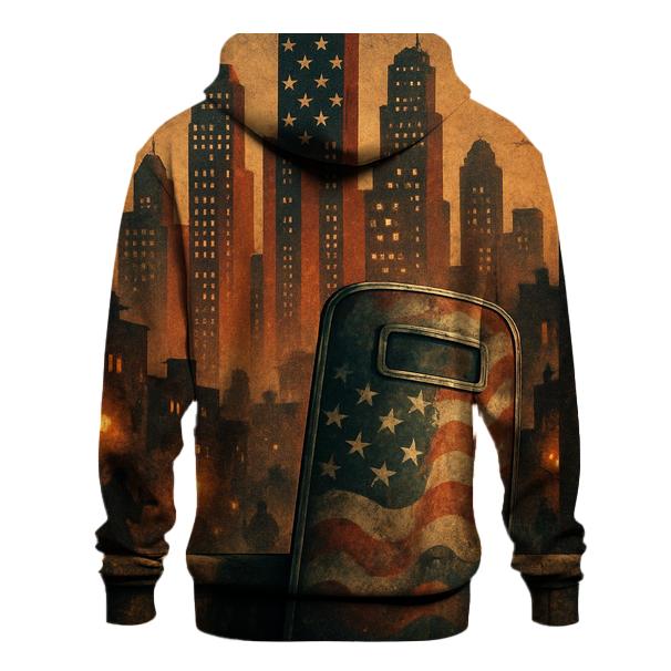 Urban Skyline Flag Shield zip-up hoodies
