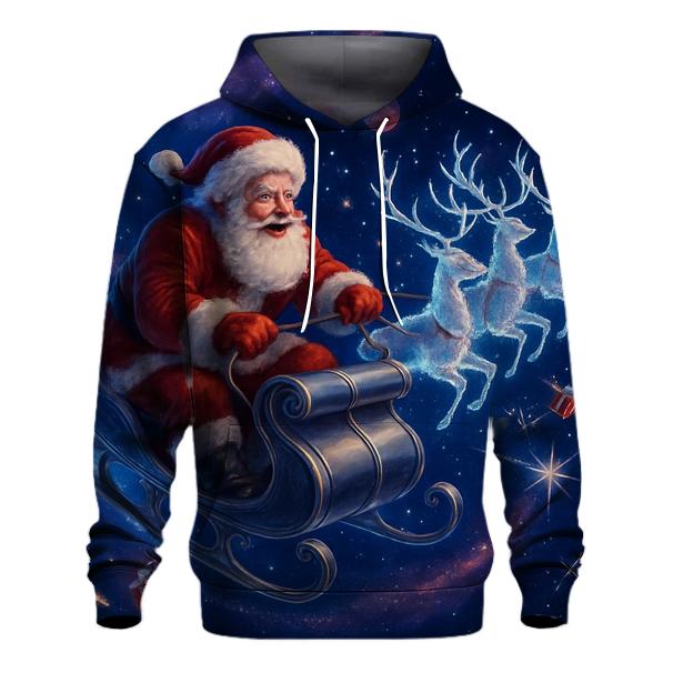 Cosmic Sleigh Santa Orbit graphic hoodies