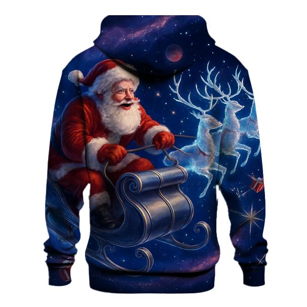 Cosmic Sleigh Santa Orbit graphic hoodies