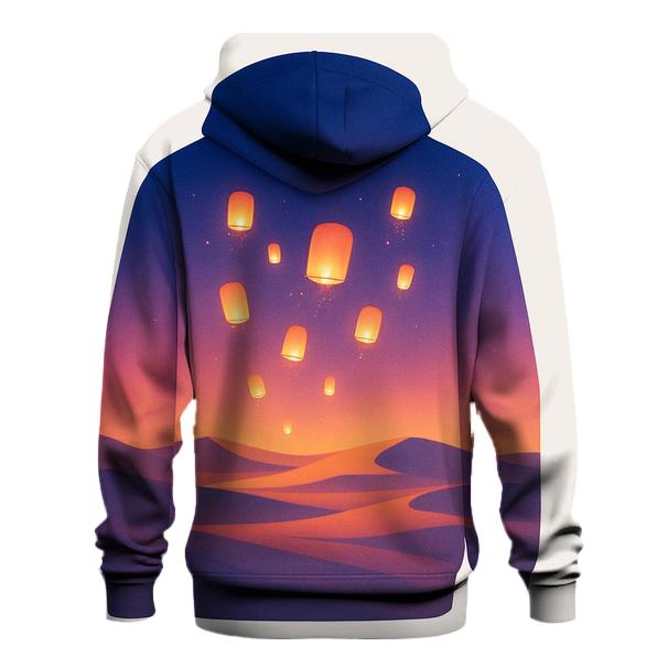 Lanterns Over Desert Mirage premium hoodies