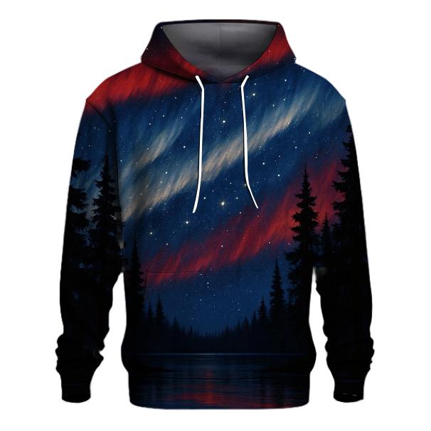 Patriotic Aurora Over Pine Ridge zip-up hoodies