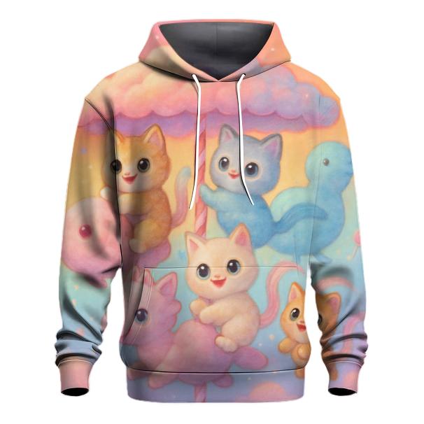 Candy Cloud Carousel Cats embroidered hoodies