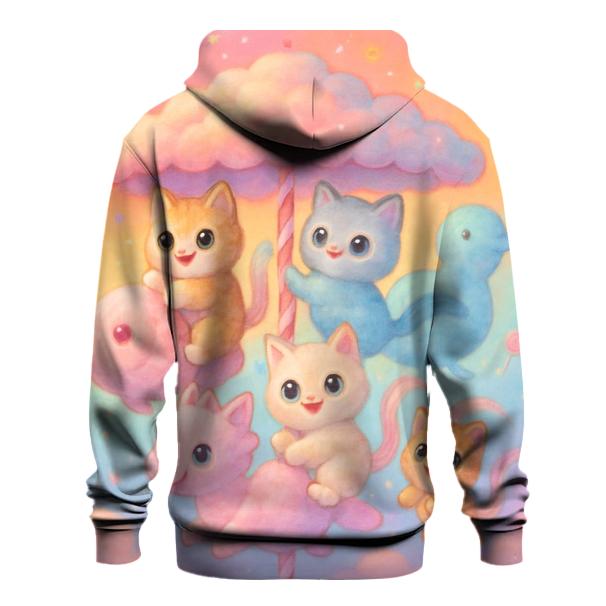Candy Cloud Carousel Cats embroidered hoodies