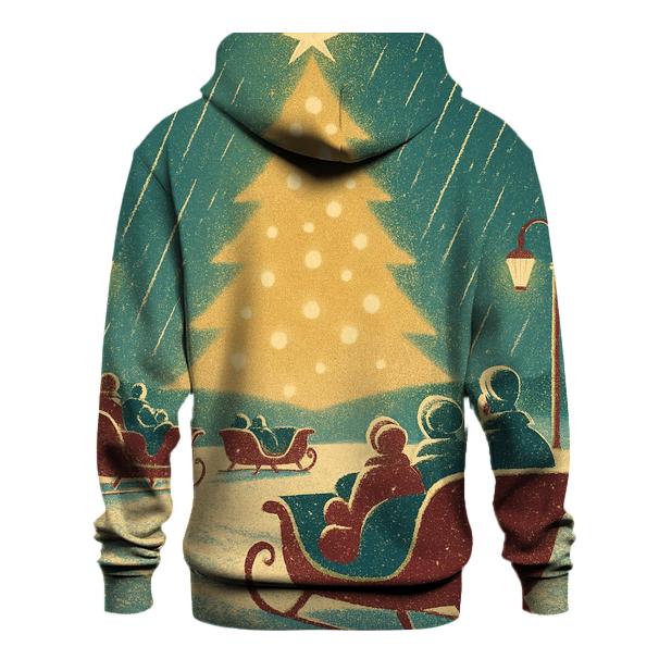 Retro Sleigh Drive In Under Falling Stars printed hoodies