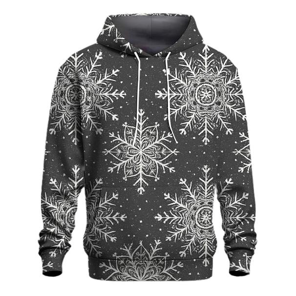 Snowflake Mandala Constellations On Charcoal Sky embroidered hoodies