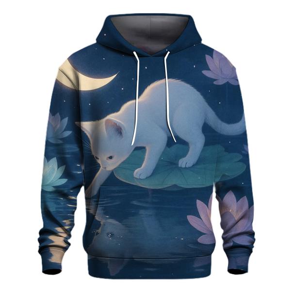 Lotus Pond Moon Whisper Cat hoodies fashion