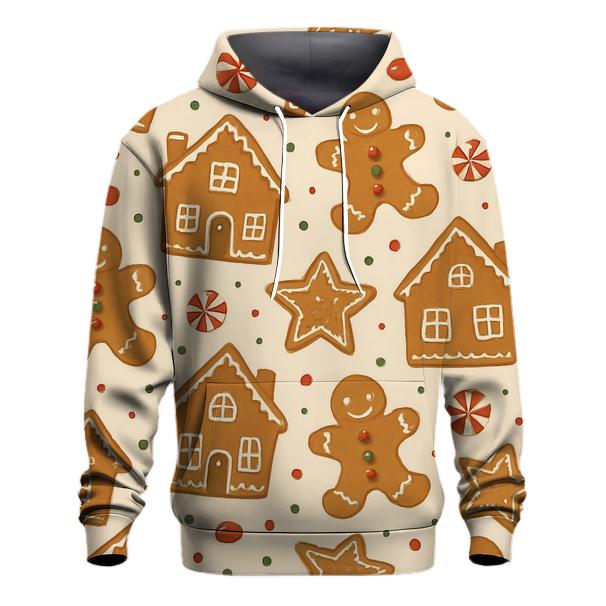 Gingerbread Village Scatter On Cream embroidered hoodies