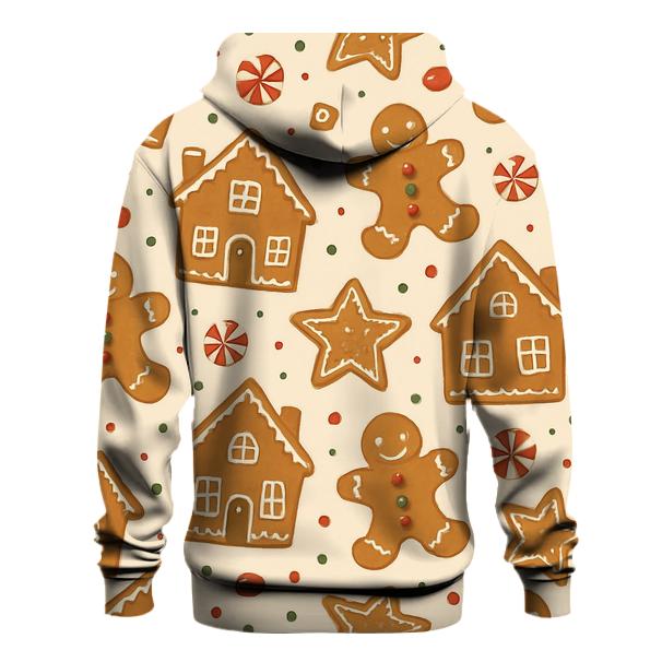 Gingerbread Village Scatter On Cream embroidered hoodies