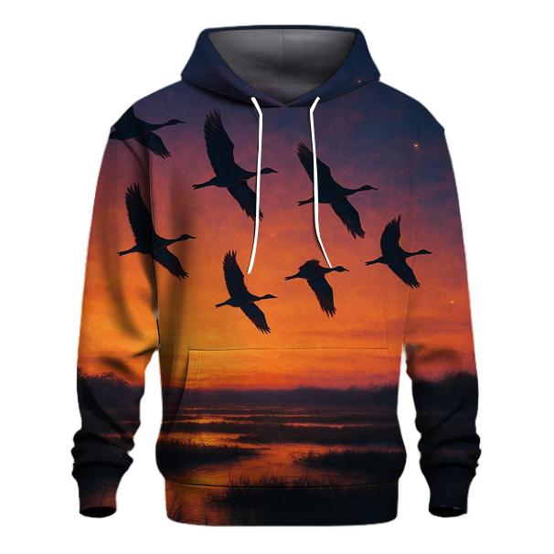 Flight Over Ember Marsh printed hoodies