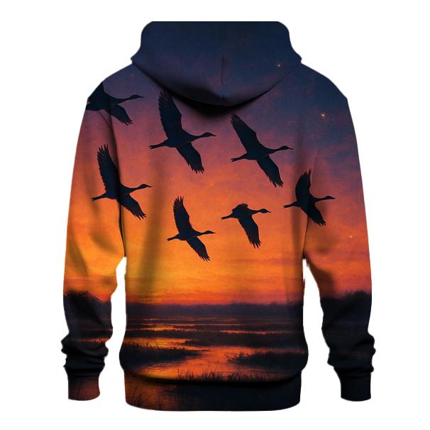 Flight Over Ember Marsh printed hoodies
