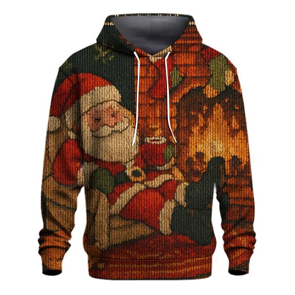 Cozy Fireplace Knitted Santa Scene lightweight hoodies