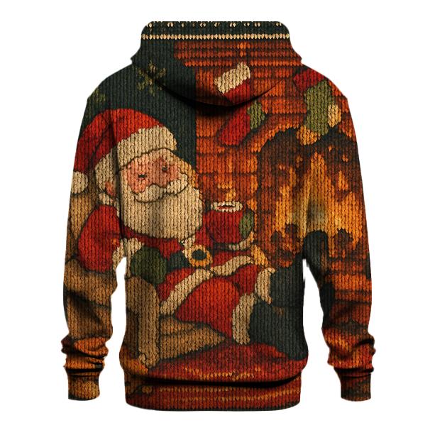 Cozy Fireplace Knitted Santa Scene lightweight hoodies