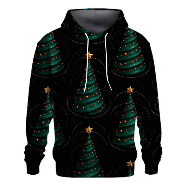 Emerald Christmas Tree Spiral Cones On Black premium hoodies