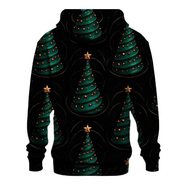Emerald Christmas Tree Spiral Cones On Black premium hoodies