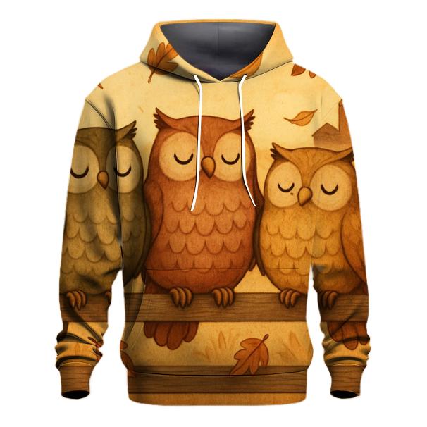 Thankful Owls On The Harvest Fence premium hoodies