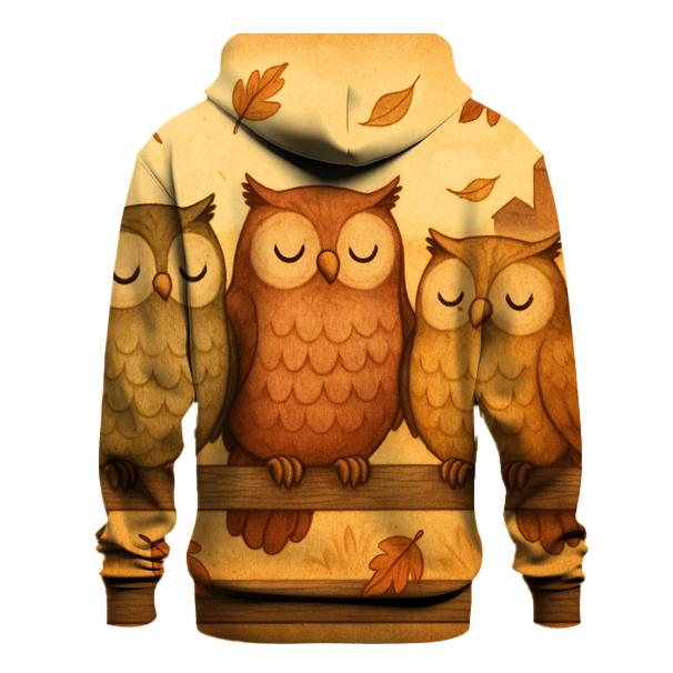 Thankful Owls On The Harvest Fence premium hoodies