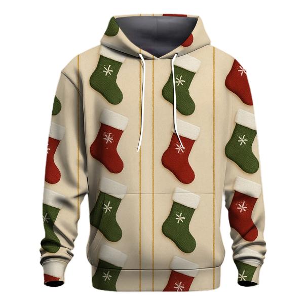 Christmas Stocking Stripe Parade On Soft Beige pullover hoodies