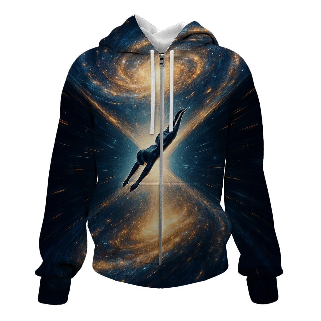 Time Diver Through The Hourglass Galaxy printed hoodies