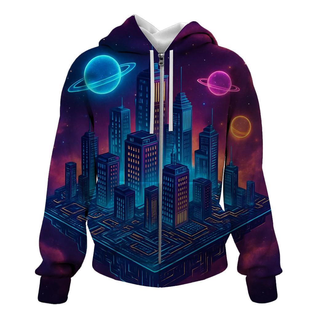Circuit City In The Heart Of A Nebula graphic hoodies