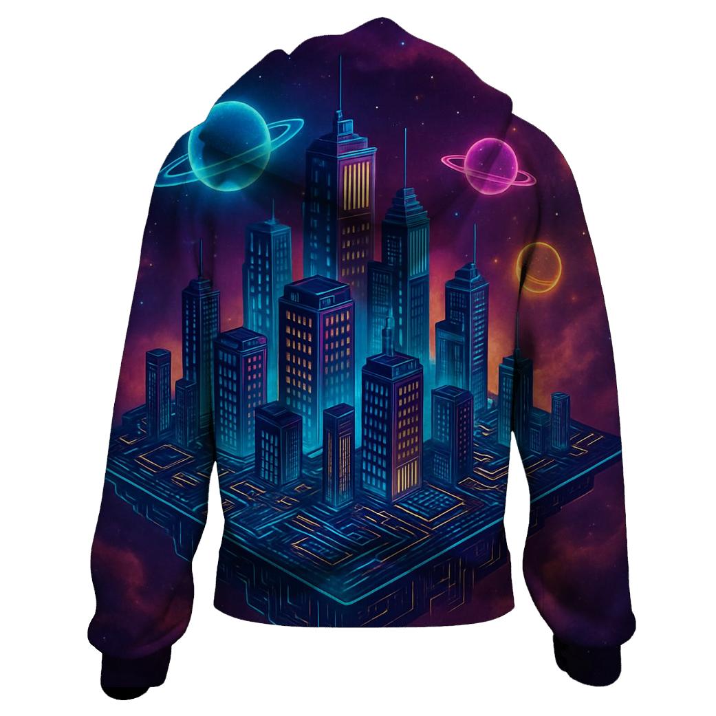 Circuit City In The Heart Of A Nebula graphic hoodies