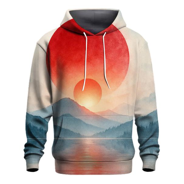 Rising Sun Over Kyoto Peaks heavyweight hoodies