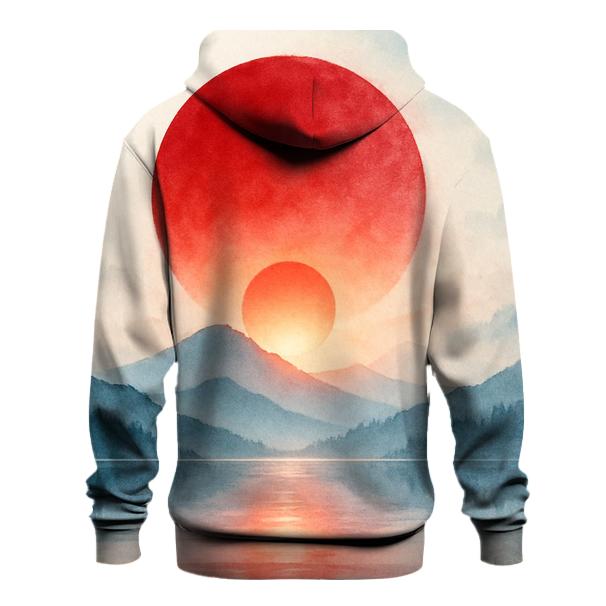Rising Sun Over Kyoto Peaks heavyweight hoodies