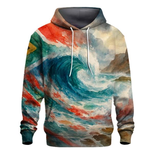 South African Coastal Flag Tide zip-up hoodies