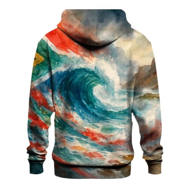 South African Coastal Flag Tide zip-up hoodies