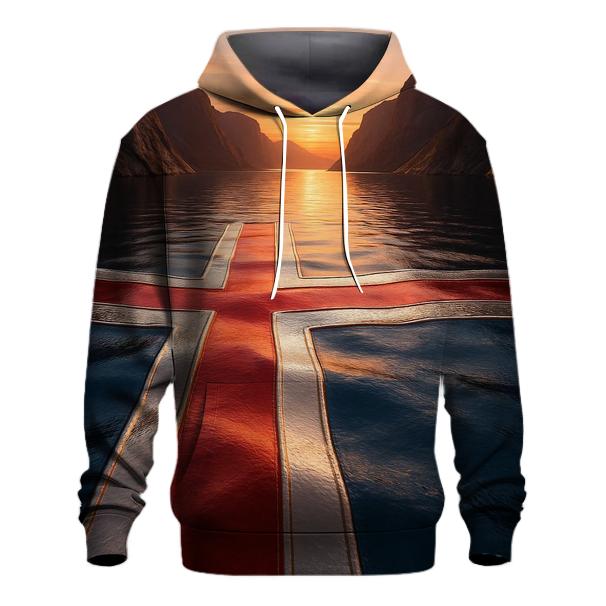 Norwegian Fjord Flag Reflections lightweight hoodies