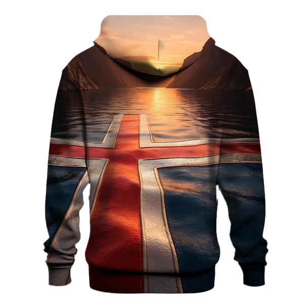 Norwegian Fjord Flag Reflections lightweight hoodies