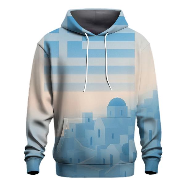 Greek Island Flag Sky embroidered hoodies