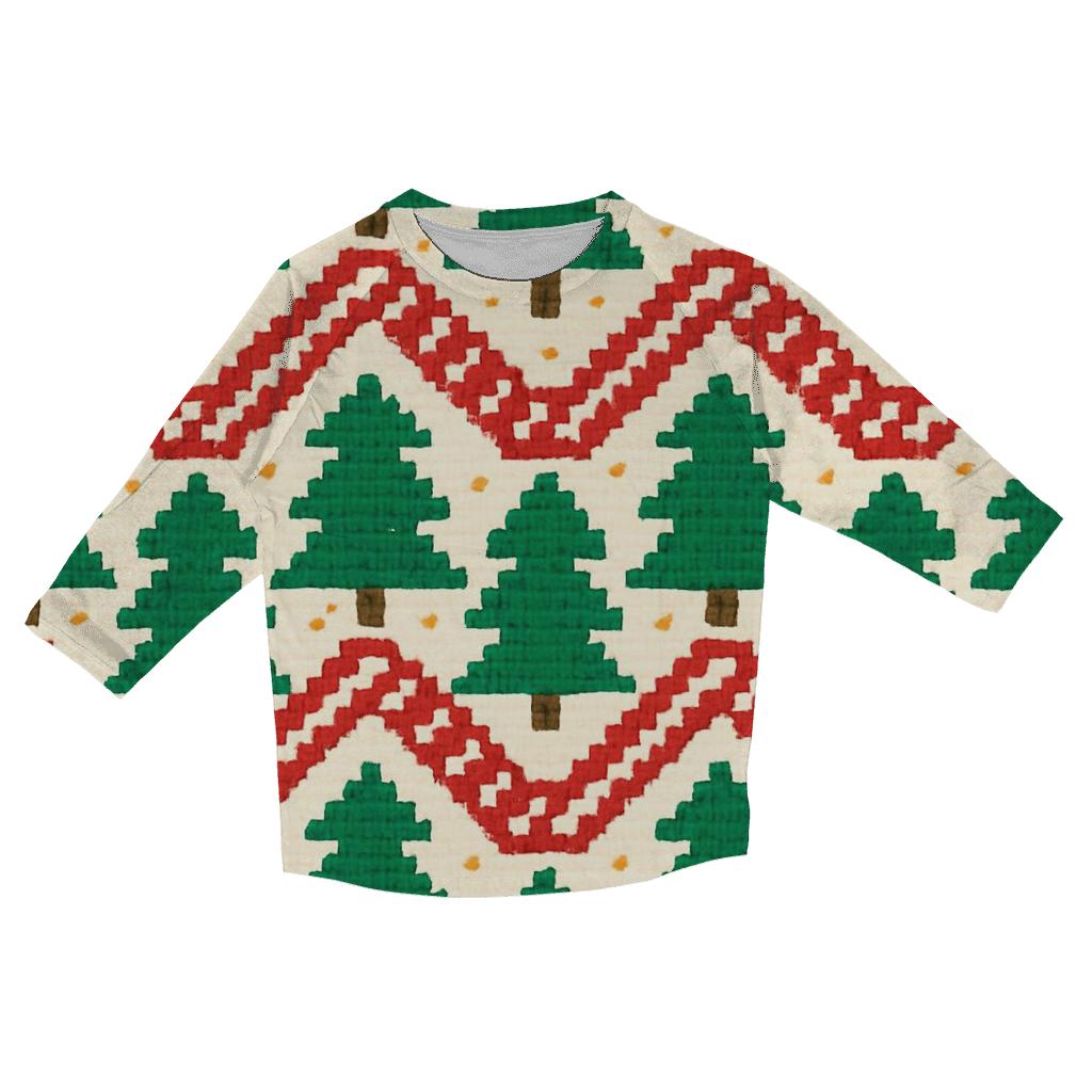 Candy Cane Zigzag Forest Design designer 3/4 sleeve blouses