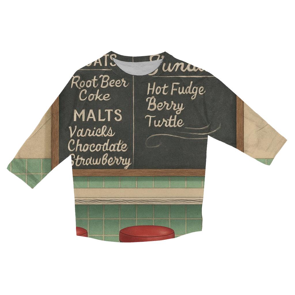 Retro Soda Fountain Menu Board cotton quarter sleeve shirts