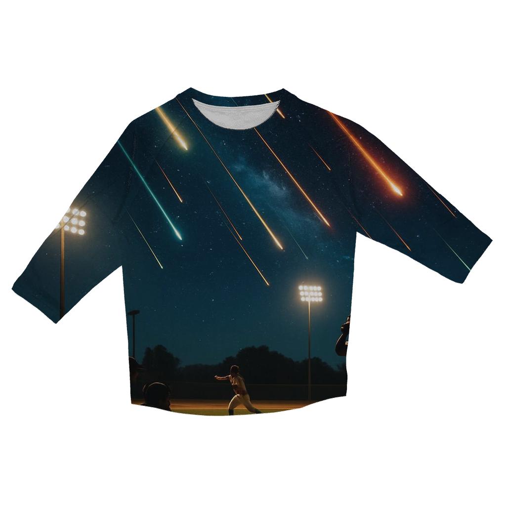 Meteor Shower Baseball Night cotton quarter sleeve shirts