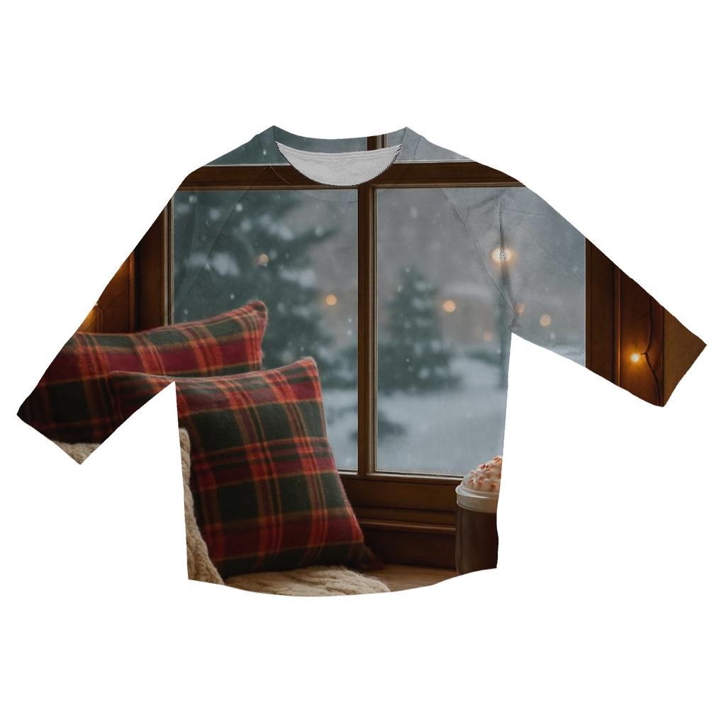 Cozy Window Seat And First Snowfall stylish quarter sleeve tops